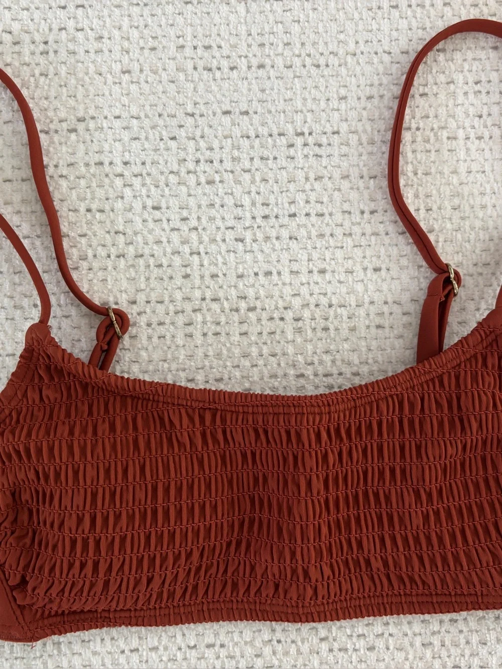 Smocked Rust Bralette Top, Size Small - Picture 2 of 7